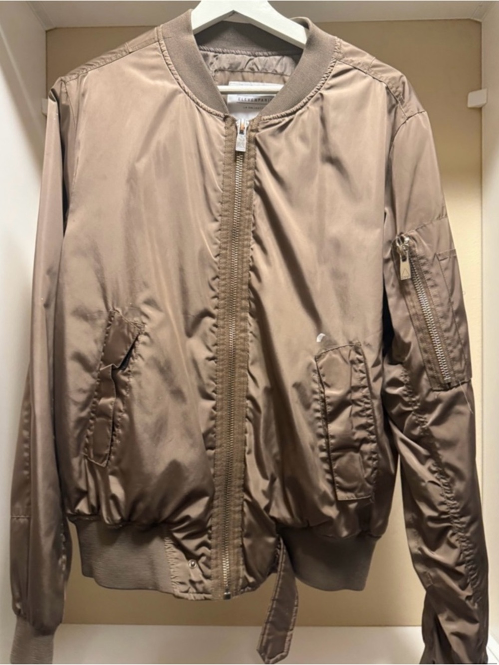 Eleven Paris Bomber Jacket Men’s Size L Taupe Brown Lightweight